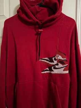 Jordan Red Pullover Hoodie with Sneaker Stitch Detail
